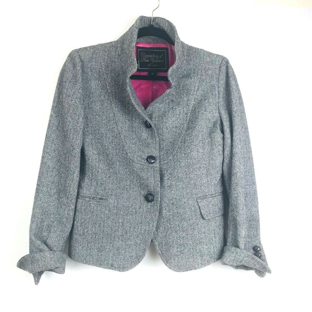 Canterbury New Zealand Women's Gray Blazer Jacket Preppy Career Size S